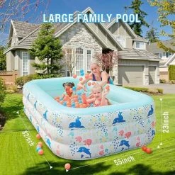 BAICCCF Piscine Enfant Piscine Gonflable Pour Enfants 200 X 140 X 60 Cm Pour Jardin, Jardin, Jardin, Piscine Gonflable Aonesy Pour Enfants, Adultes, Tout-petits, Piscine D'été Familiale -Piscine Soldes Boutique 63952771 5