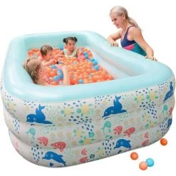 BAICCCF Piscine Enfant Piscine Gonflable Pour Enfants 180 X 130 X 60 Cm Pour Jardin, Arrière-cour, Piscine Gonflable Aonesy Pour Enfants, Adultes, Tout-petits, Piscine D'été Familiale