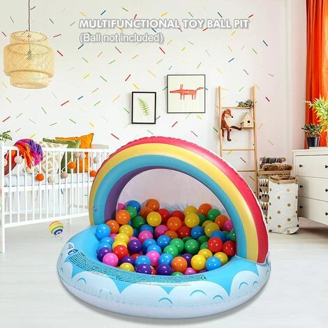 BAICCCF Piscine Enfant Rainbow Blow Up Kiddie Pool Gonflable Mini Piscine Water Baby Shade Beach Tent Pool 90 * 65CM Portable Wading Pool Avec Canopy For Outdoor Backyard For Kids Toddler 4 BAICCCF Piscine Enfant Rainbow Blow Up Kiddie Pool Gonflable Mini Piscine Water Baby Shade Beach Tent Pool 90 * 65CM Portable Wading Pool Avec Canopy For Outdoor Backyard For Kids Toddler – Image 2