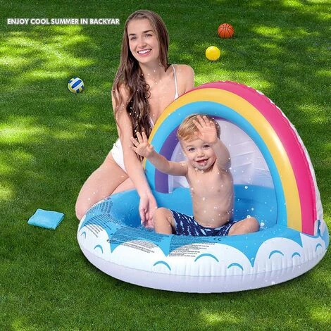 BAICCCF Piscine Enfant Rainbow Blow Up Kiddie Pool Gonflable Mini Piscine Water Baby Shade Beach Tent Pool 90 * 65CM Portable Wading Pool Avec Canopy For Outdoor Backyard For Kids Toddler 7 BAICCCF Piscine Enfant Rainbow Blow Up Kiddie Pool Gonflable Mini Piscine Water Baby Shade Beach Tent Pool 90 * 65CM Portable Wading Pool Avec Canopy For Outdoor Backyard For Kids Toddler – Image 5
