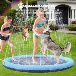 BAICCCF Piscine Enfant XXL-200CM Splash Sprinkler Pad Pour Chiens Enfants, Piscine Épaissie Antidérapante Pour Chien Avec Arroseur, Pet Summer Outdoor Play Tapis D'eau Jouets Pour Chiens De Compagnie Et Kiddie -Piscine Soldes Boutique 63952781 5
