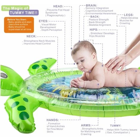 BAICCCF Piscine Enfant Tummy Time Mat Tapis D'eau Pour Bébé De Qualité Supérieure Gonflable Conception De Tortue Brevetée Pour Bébé 5 BAICCCF Piscine Enfant Tummy Time Mat Tapis D'eau Pour Bébé De Qualité Supérieure Gonflable Conception De Tortue Brevetée Pour Bébé – Image 3