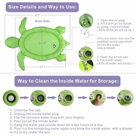 BAICCCF Piscine Enfant Tummy Time Mat Tapis D'eau Pour Bébé De Qualité Supérieure Gonflable Conception De Tortue Brevetée Pour Bébé 7 BAICCCF Piscine Enfant Tummy Time Mat Tapis D'eau Pour Bébé De Qualité Supérieure Gonflable Conception De Tortue Brevetée Pour Bébé – Image 5