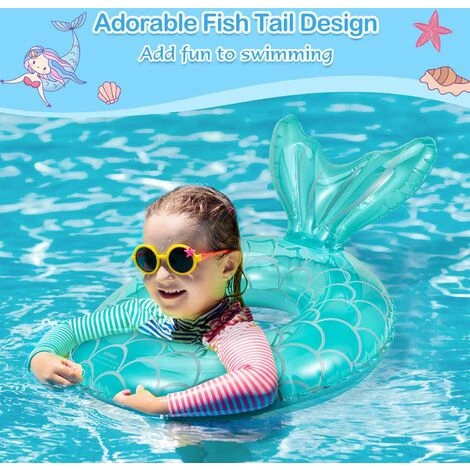 BAICCCF Piscine Enfant Flotteurs Gonflables De Piscine De Sirène, Décorations Mignonnes De Queue De Poisson De Tube D'anneau De Natation 4 BAICCCF Piscine Enfant Flotteurs Gonflables De Piscine De Sirène, Décorations Mignonnes De Queue De Poisson De Tube D'anneau De Natation – Image 2