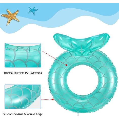 BAICCCF Piscine Enfant Flotteurs Gonflables De Piscine De Sirène, Décorations Mignonnes De Queue De Poisson De Tube D'anneau De Natation 5 BAICCCF Piscine Enfant Flotteurs Gonflables De Piscine De Sirène, Décorations Mignonnes De Queue De Poisson De Tube D'anneau De Natation – Image 3