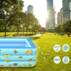 BAICCCF Piscine Enfant Piscine Gonflable Pour Enfants, Piscines Rectangulaires Pour Enfants, Tout-petits, Nourrissons, Adultes, Piscine Gonflable Pour Enfants Pour Extérieur, Jardin (bleu) -Piscine Soldes Boutique 63952801 3