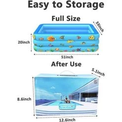BAICCCF Piscine Enfant Piscine Gonflable Pour Enfants, Piscines Rectangulaires Pour Enfants, Tout-petits, Nourrissons, Adultes, Piscine Gonflable Pour Enfants Pour Extérieur, Jardin (bleu) -Piscine Soldes Boutique 63952801 4