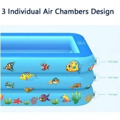 BAICCCF Piscine Enfant Piscine Gonflable Pour Enfants, Piscines Rectangulaires Pour Enfants, Tout-petits, Nourrissons, Adultes, Piscine Gonflable Pour Enfants Pour Extérieur, Jardin (bleu) -Piscine Soldes Boutique 63952801 5