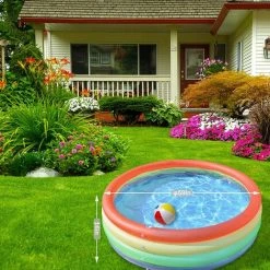 BAICCCF Piscine Enfant Piscine Gonflable Pour Enfants 150 X 40 Cm Portable 4 Anneaux Bébé Enfants Piscine D'eau Pour Nourrissons Enfants Tout-petits Piscines Rondes Pour Plage Intérieur Extérieur Jardin Arrière-cour -Piscine Soldes Boutique 63952802 4