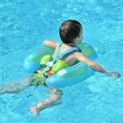 BAICCCF Piscine Enfant Anneau De Natation Gonflable Pour Enfants Avec Flotteur De Natation Pour Bébé Amélioré Avec Accessoires De Piscine Inférieurs De Support De Sécurité Pour 3 à 36 Mois (bleu, L)