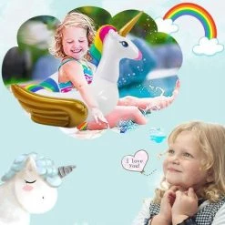BAICCCF Piscine Enfant Flotteur De Piscine Pour Enfants Licorne Flotteurs De Natation Pour Les Tout-petits âgés De 3 à 8 Ans Flotteurs Gonflables Licorne Anneau De Natation Ride On Party Jouets Pour Filles Garçons Fournitures De Plage D'été -Piscine Soldes Boutique 63952809 3