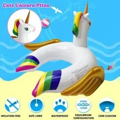 BAICCCF Piscine Enfant Flotteur De Piscine Pour Enfants Licorne Flotteurs De Natation Pour Les Tout-petits âgés De 3 à 8 Ans Flotteurs Gonflables Licorne Anneau De Natation Ride On Party Jouets Pour Filles Garçons Fournitures De Plage D'été -Piscine Soldes Boutique 63952809 5