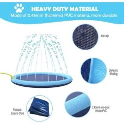 BAICCCF Piscine Enfant L-150CM Splash Sprinkler Pad Pour Chiens Enfants, Piscine Épaissie Antidérapante Pour Chien Avec Arroseur, Pet Summer Outdoor Play Tapis D'eau Jouets Pour Chiens De Compagnie Et Kiddie -Piscine Soldes Boutique 63952856 3