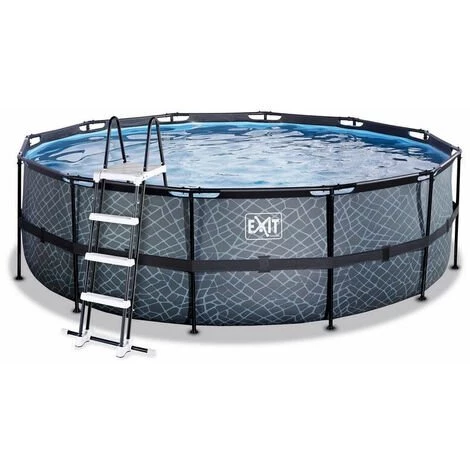 EXIT TOYS EXIT Stone Zwembad ø450x122cm Met Filterpomp - Grijs 3 EXIT TOYS EXIT Stone Zwembad ø450x122cm Met Filterpomp - Grijs