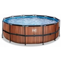 EXIT TOYS EXIT Wood Zwembad ø427x122cm Met Zandfilterpomp - Bruin