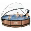 EXIT TOYS EXIT Wood Zwembad ø360x76cm Met Overkapping En Filterpomp - Bruin