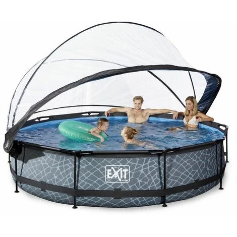 EXIT TOYS EXIT Stone Zwembad ø360x76cm Met Overkapping En Filterpomp - Grijs 4 EXIT TOYS EXIT Stone Zwembad ø360x76cm Met Overkapping En Filterpomp - Grijs – Image 2