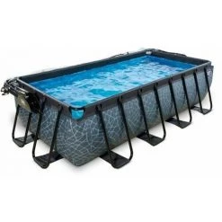 EXIT TOYS EXIT Stone Zwembad 400x200x100cm Met Overkapping En Zandfilterpomp - Grijs -Piscine Soldes Boutique 64076355 3