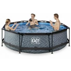 EXIT TOYS EXIT Stone Zwembad ø300x76cm Met Filterpomp - Grijs