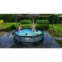 EXIT TOYS EXIT Stone Zwembad ø300x76cm Met Filterpomp - Grijs -Piscine Soldes Boutique 64076375 3