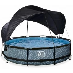 EXIT TOYS EXIT Stone Zwembad ø360x76cm Met Schaduwdoek En Filterpomp - Grijs