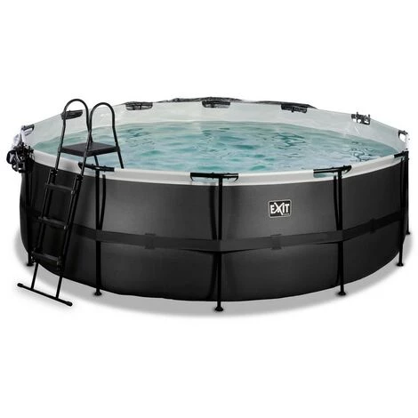 EXIT TOYS EXIT Black Leather Zwembad ø427x122cm Met Overkapping En Zandfilter- En Warmtepomp - Zwart 4 EXIT TOYS EXIT Black Leather Zwembad ø427x122cm Met Overkapping En Zandfilter- En Warmtepomp - Zwart – Image 2