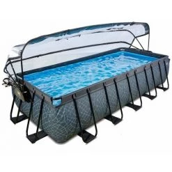 EXIT TOYS EXIT Stone Zwembad 540x250x100cm Met Overkapping En Zandfilter- En Warmtepomp - Grijs