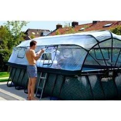 EXIT TOYS EXIT Stone Zwembad 540x250x100cm Met Overkapping En Zandfilter- En Warmtepomp - Grijs -Piscine Soldes Boutique 64076380 5