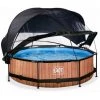 EXIT TOYS EXIT Wood Zwembad ø300x76cm Met Overkapping, Schaduwdoek En Filterpomp - Bruin -Piscine Soldes Boutique 64076382 1