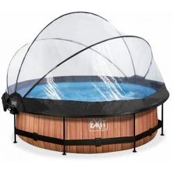 EXIT TOYS EXIT Wood Zwembad ø300x76cm Met Overkapping, Schaduwdoek En Filterpomp - Bruin -Piscine Soldes Boutique 64076382 2