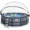 EXIT TOYS EXIT Stone Zwembad ø450x122cm Met Overkapping En Zandfilter- En Warmtepomp - Grijs