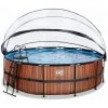 EXIT TOYS EXIT Wood Zwembad ø450x122cm Met Overkapping En Zandfilterpomp - Bruin