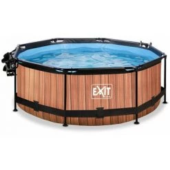 EXIT TOYS EXIT Wood Zwembad ø244x76cm Met Overkapping, Schaduwdoek En Filterpomp - Bruin -Piscine Soldes Boutique 64076430 3