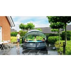 EXIT TOYS EXIT Stone Zwembad ø300x76cm Met Overkapping En Filterpomp - Grijs -Piscine Soldes Boutique 64076500 4