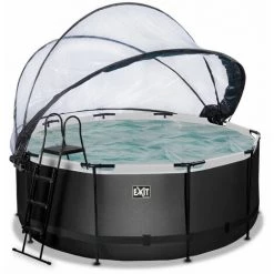 EXIT TOYS EXIT Black Leather Zwembad ø360x122cm Met Overkapping En Zandfilterpomp - Zwart
