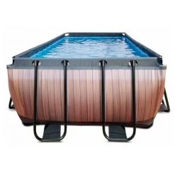 EXIT TOYS EXIT Wood Zwembad 540x250x122cm Met Overkapping En Zandfilterpomp - Bruin