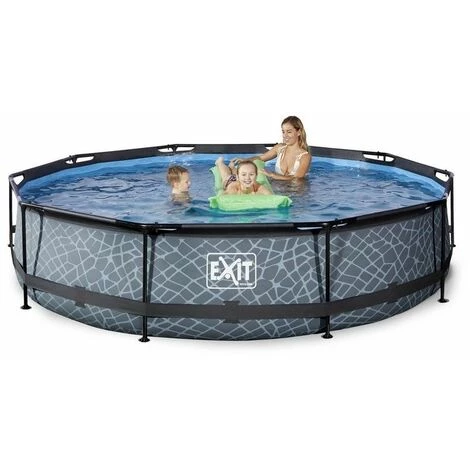 EXIT TOYS EXIT Stone Zwembad ø360x76cm Met Filterpomp - Grijs 4 EXIT TOYS EXIT Stone Zwembad ø360x76cm Met Filterpomp - Grijs – Image 2
