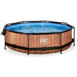 EXIT TOYS EXIT Wood Zwembad ø300x76cm Met Overkapping En Filterpomp - Bruin -Piscine Soldes Boutique 64076523 2