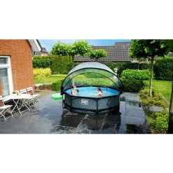EXIT TOYS EXIT Wood Zwembad ø300x76cm Met Overkapping En Filterpomp - Bruin -Piscine Soldes Boutique 64076523 4