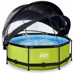EXIT TOYS EXIT Lime Zwembad ø244x76cm Met Overkapping, Schaduwdoek En Filterpomp - Groen