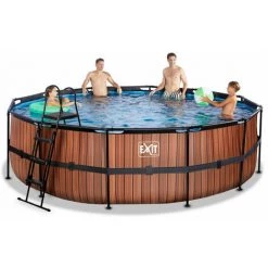 EXIT TOYS EXIT Wood Zwembad ø488x122cm Met Filterpomp - Bruin -Piscine Soldes Boutique 64076554 3