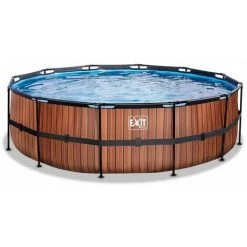 EXIT TOYS EXIT Wood Zwembad ø488x122cm Met Zandfilterpomp - Bruin