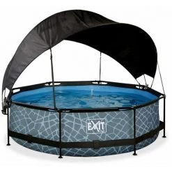 EXIT TOYS EXIT Stone Zwembad ø300x76cm Met Schaduwdoek En Filterpomp - Grijs