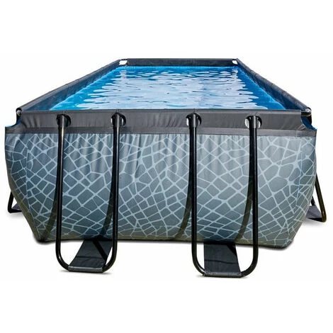 EXIT TOYS Piscine EXIT Stone 400x200x122cm Avec Pompe Filtrante - Grise 4 EXIT TOYS Piscine EXIT Stone 400x200x122cm Avec Pompe Filtrante - Grise – Image 2
