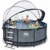 EXIT TOYS EXIT Stone Zwembad ø360x122cm Met Overkapping En Zandfilter- En Warmtepomp - Grijs