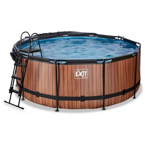 EXIT TOYS EXIT Wood Zwembad ø360x122cm Met Overkapping En Zandfilterpomp - Bruin 4 EXIT TOYS EXIT Wood Zwembad ø360x122cm Met Overkapping En Zandfilterpomp - Bruin – Image 2