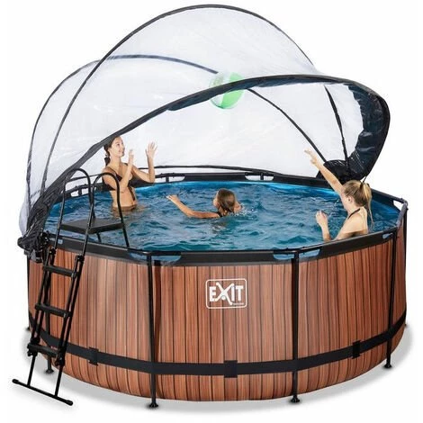 EXIT TOYS EXIT Wood Zwembad ø360x122cm Met Overkapping En Zandfilterpomp - Bruin 5 EXIT TOYS EXIT Wood Zwembad ø360x122cm Met Overkapping En Zandfilterpomp - Bruin – Image 3