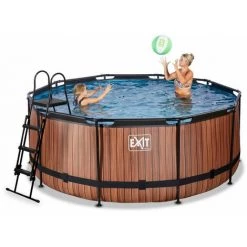 EXIT TOYS EXIT Wood Zwembad ø360x122cm Met Filterpomp - Bruin -Piscine Soldes Boutique 64076591 2