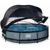 EXIT TOYS EXIT Stone Zwembad ø360x76cm Met Overkapping, Schaduwdoek En Filterpomp - Grijs -Piscine Soldes Boutique 64076594 1