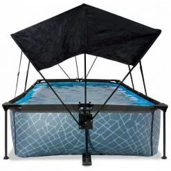 EXIT TOYS Piscine EXIT Stone 220x150x65cm Avec Voile D'ombrage Et Pompe Filtrante - Grise -Piscine Soldes Boutique 64076596 3